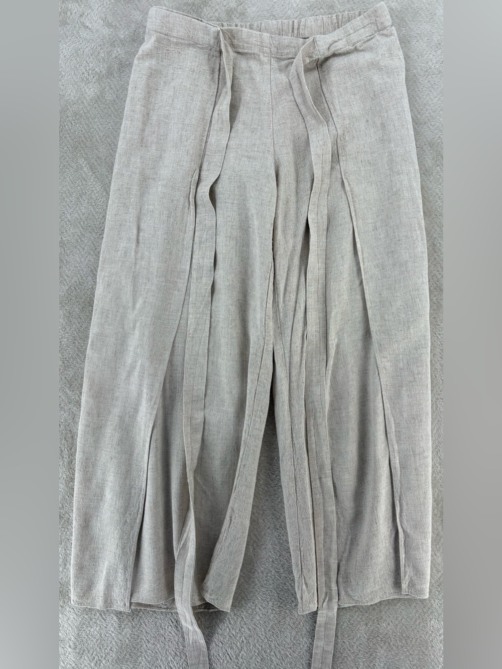 DREW by Anthropologie Connie flax faux wrap wide leg pants, Sand color